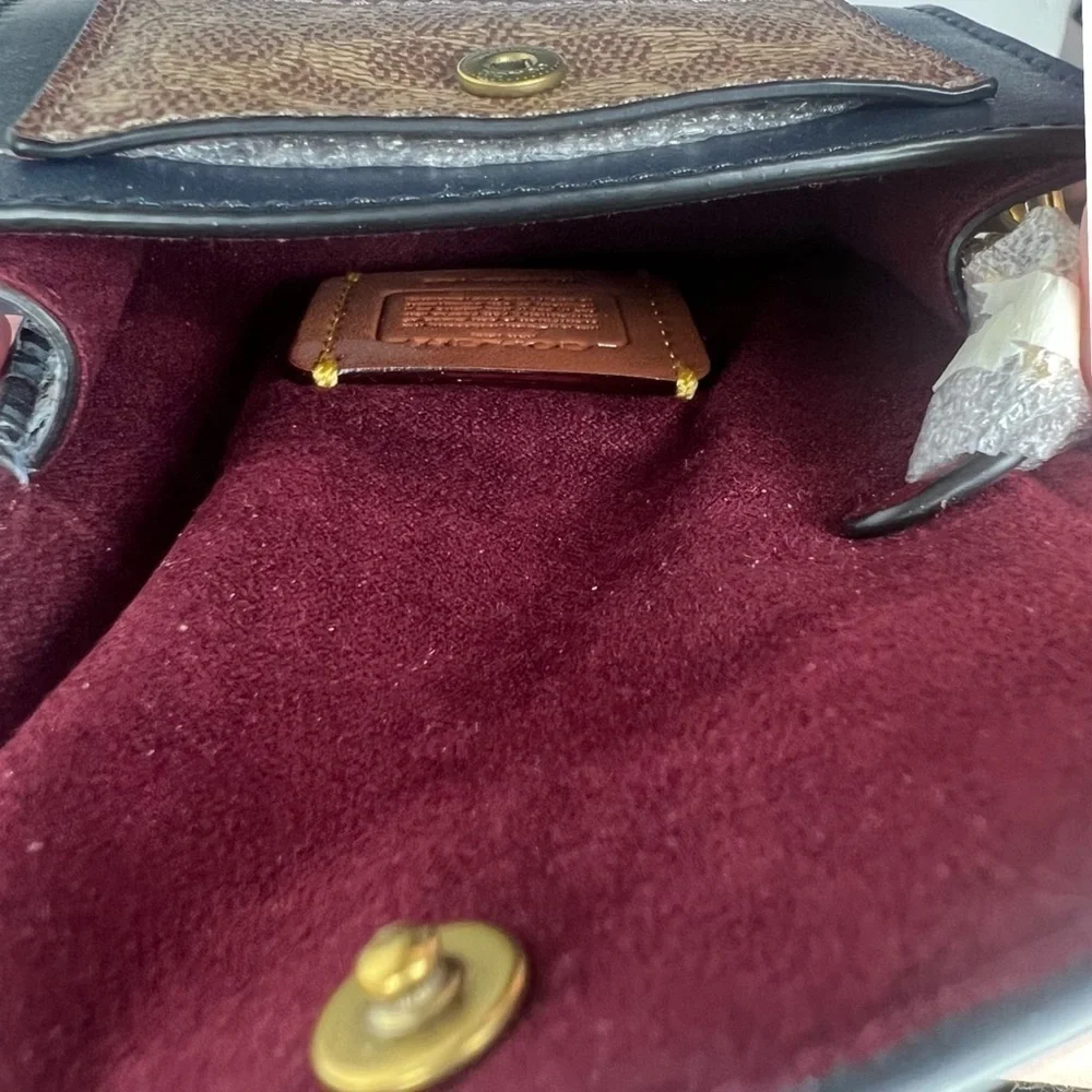 COACH Tea Rose Mini Parker Card Case Key Pouch With Snakeskin Detail Bag